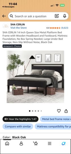 NEW  14” Queen Platform Bed, Metal Frame, Wood Headboard and Footboard