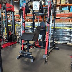 MARCY SM- 4033 Home Gym Smith Machine Squat Rack Power Cage with Olympic Bench  