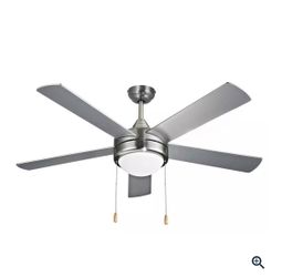 52 in. 4-Blade Ceiling Fan with LED Light Kit in Brushed Satin Nickel