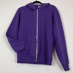 American Apparel Unisex Long Sleeve USA Purple Flex Fleece Zip Hoodie F497 Sz M
