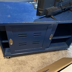 Wood Cabinet On Roller Wheels With Sliding Door