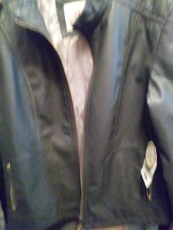 Faux gray leather jacket