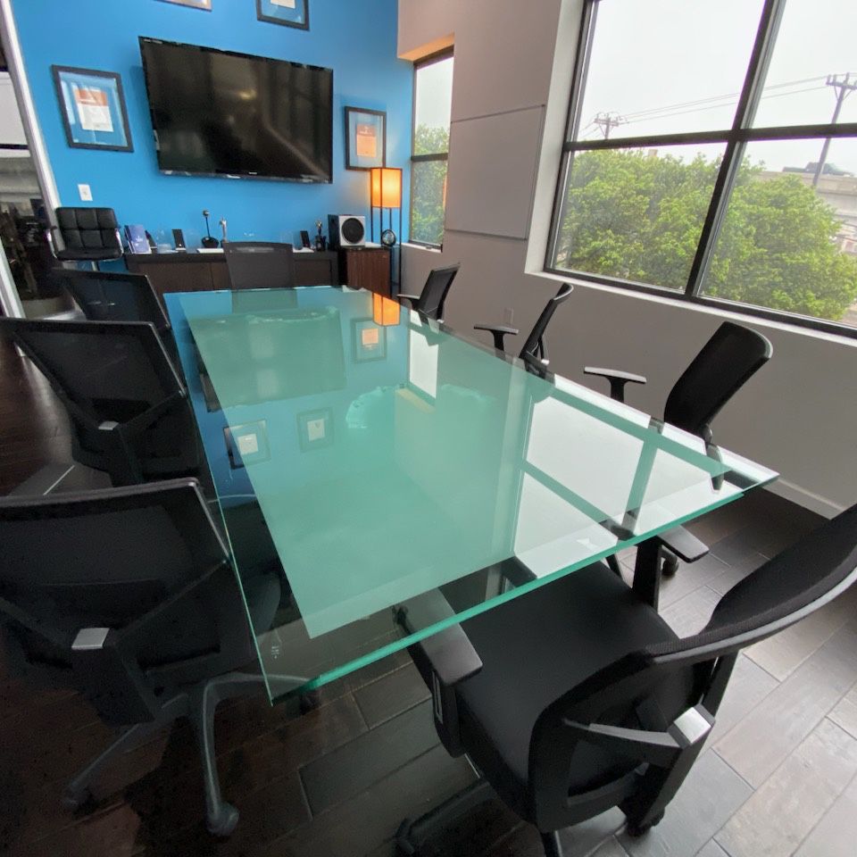 STUNNING GLASS Conference Table With All Glass Stands (No Chairs): PAID $14,000 / Asking $4,250 + Delivery Fees | *** PLS READ CAREFULLY *** | 