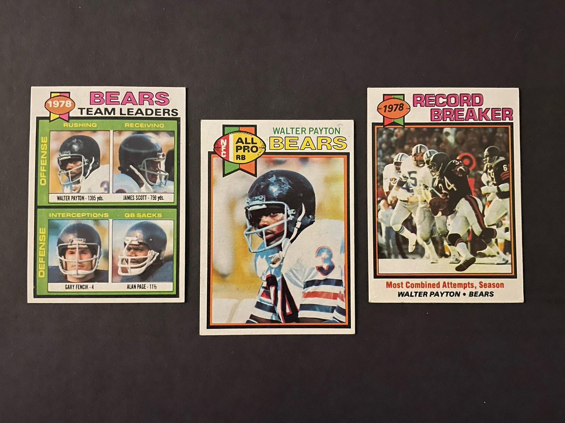(3)1979 Topps Walter Payton Set NM-MT