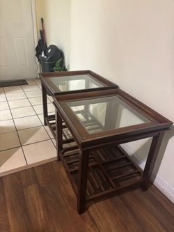 Two Living Room Tables with Glass Top