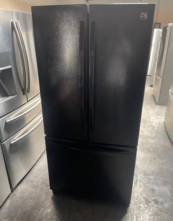 Kenmore 3‑Door Refrigerator, Black – Clean inside, Ready to go