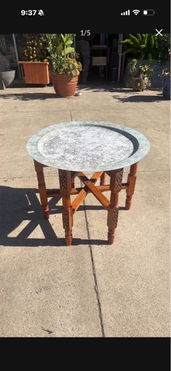 Mid century brass tart folding table wood base