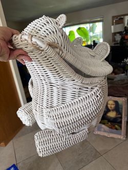 Rare rattan hippo basket