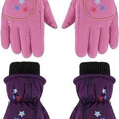 NEW Sz 3-6 Year Kid Girl Insulated Winter Snow Gloves Children Waterproof Thick Warm Windproof