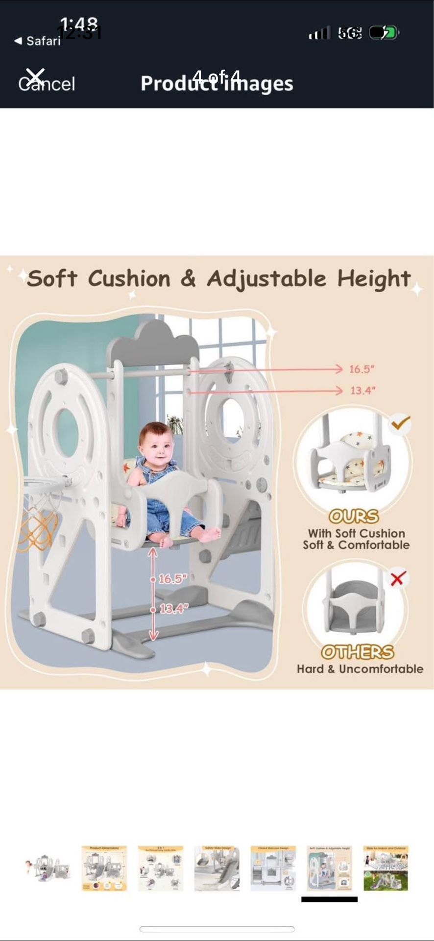 Toddler Swing And Slide For Indoor Or Outdoor Use Brand New In Box