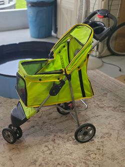 Pet Stroller Lime Green 4-Wheel Foldable
