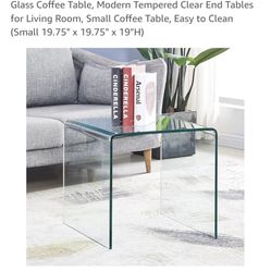 125  Taikonaut Tempered Trasparent Glass End Table Small Sofa Table