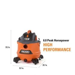 RIDGID 14 Gallon 6.0-Peak HP NXT Wet/Dry Shop Vacuum with Fine Dust Filter, Hose and Accessories