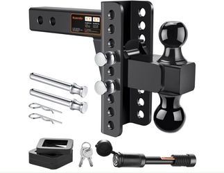 Adjustable Trailer Hitch -Drop Hitch-Tow Hitch With 2 Inch Receiver-6inch Drop/Rise, 2" & 2-5/16" Ball Hitches For Trucks, 20,000 LBS GTW, Trailer Hit
