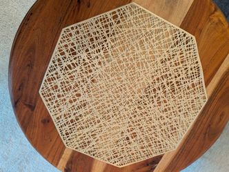 Set of 6 Gold Weighted Geometric Placemats - 15" x 15"