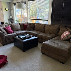 Tan microfiber sectional sofa
