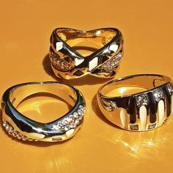 Lot Of 3 Gold Filled Rings Size 8