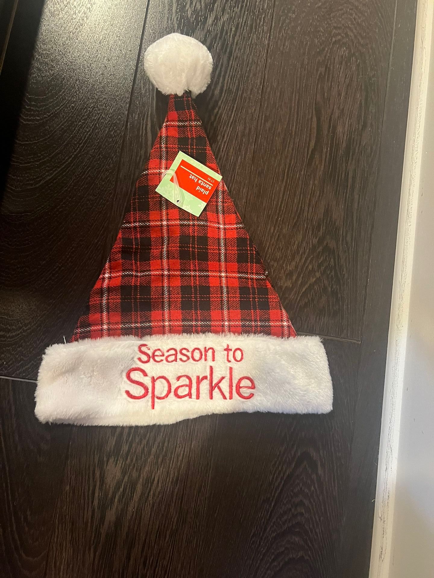 New Season To Sparkle Red & Black Checkered Santa Hat