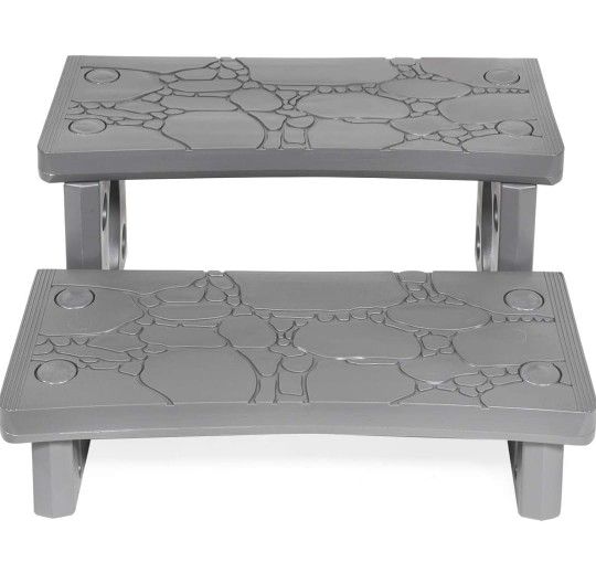 Premium Multi Purpose 2-Step Spa Hot Tub Pool RV Campers Deck Steps Lightweight Sided Step (Gray)

