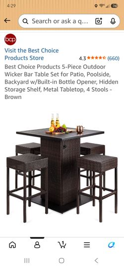 5 piece outdoor bartop set