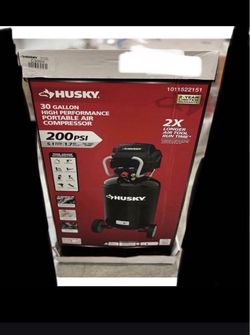 Husky 1.7 HP, 200 PSI, 30 Gal., 5.1 SCFM 90 PSI, Single-Stage, Oil Free Portable Vertical Electric Air Compressor. New!