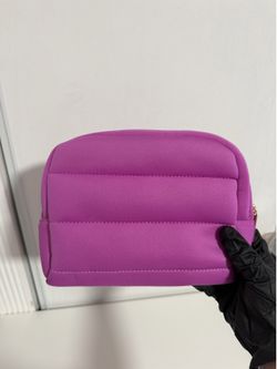 Sephora Purple Puffer Makeup Bag Quilted Cosmetic Pouch Gold Hardware
