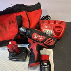 MILWAUKEE M12 Drill/Driver, 6.0 & 1.5 AH Batteries & Charger, All In Good Condition.