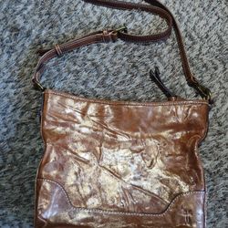 Frye Crossbody Bag Purse Metallic Bronze Gold Distressed 