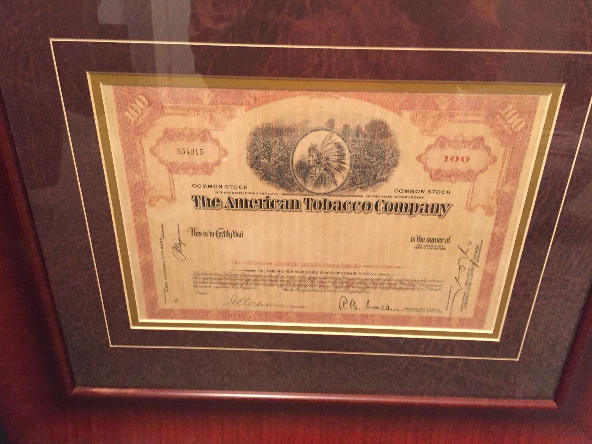 Framed stock certificates