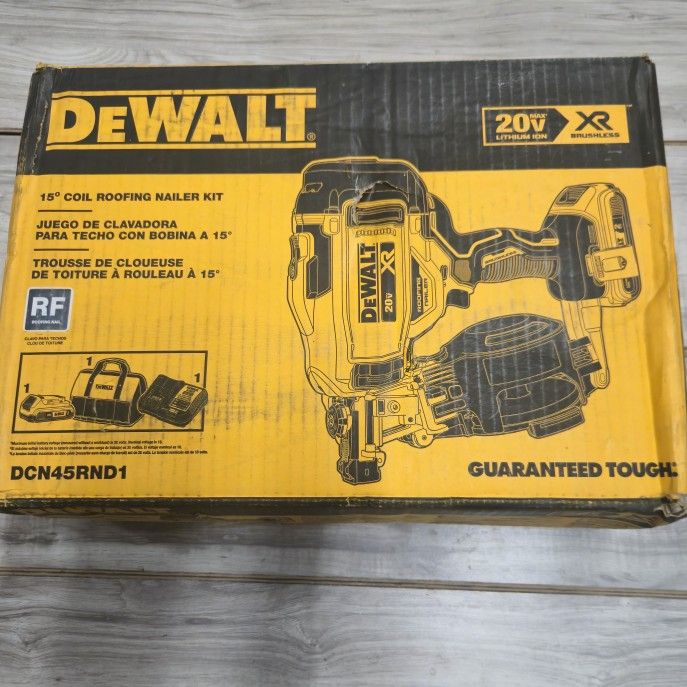 DEWALT 20V MAX Lithium-Ion 15-Degree Electric Cordless Roofing Nailer Kit with 2.0Ah Battery Charger
