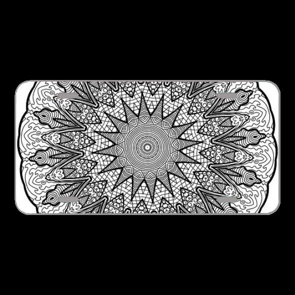 License Plate Novelty Car Front Mandala Line Art Black And White