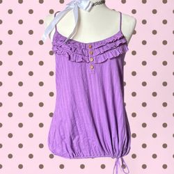 Ruffled tank top with buttons 