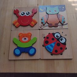 Four Wooden Toddler Puzzles