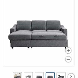 Coddle Aria Fabric Sleeper Sofa with Reversible Chaise and Storage, Gray