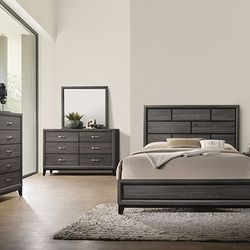 Brand New Grey 4pc Bedroom Set (Available In Eastern King)