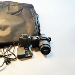 Nikon D40 DSLR Camera Bundle w/ 18-55mm & 55-200mm Lenses, Battery, Charger, Bag