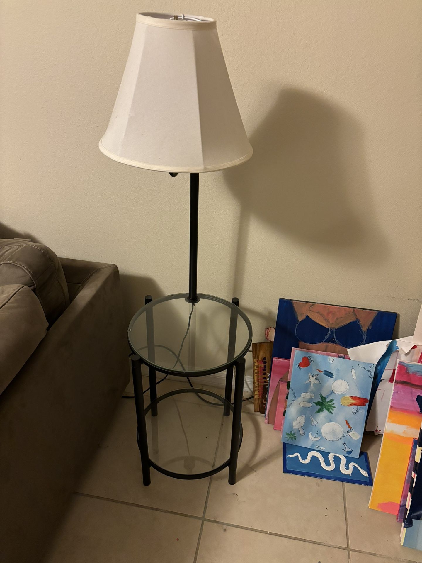 Side Table With Lamp Attached 