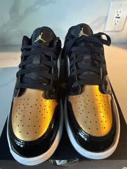 Air Jordan 1 Low Black Gold Sneakers Size 6.5Y