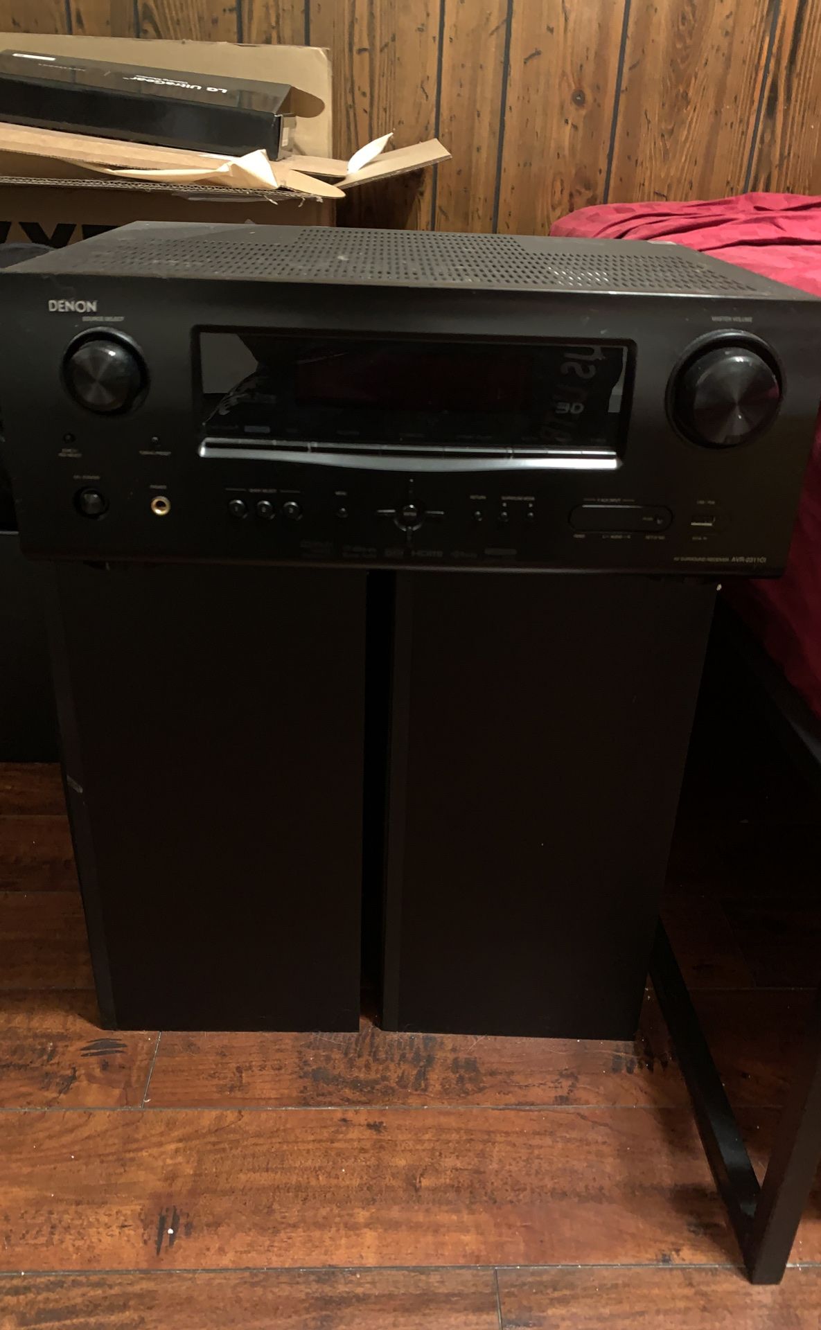 Denon Reciever and Two Klipsch Bookshelf Speakers