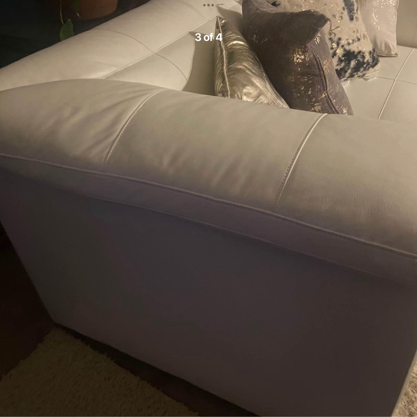 White Leather Blend Sofa 