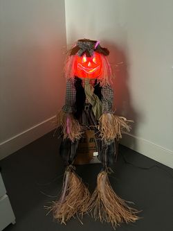 48” Multicolored Light Up Fiber Optic Scarecrow Halloween Decor