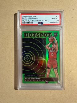 2024-25 Panini Obsidian Reed Sheppard Hotspot Electric Etch Green Flood Rookie RC #2 /25 PSA 10 GEM MINT