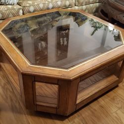 Hexagon And Square Glass Top Coffee Tables