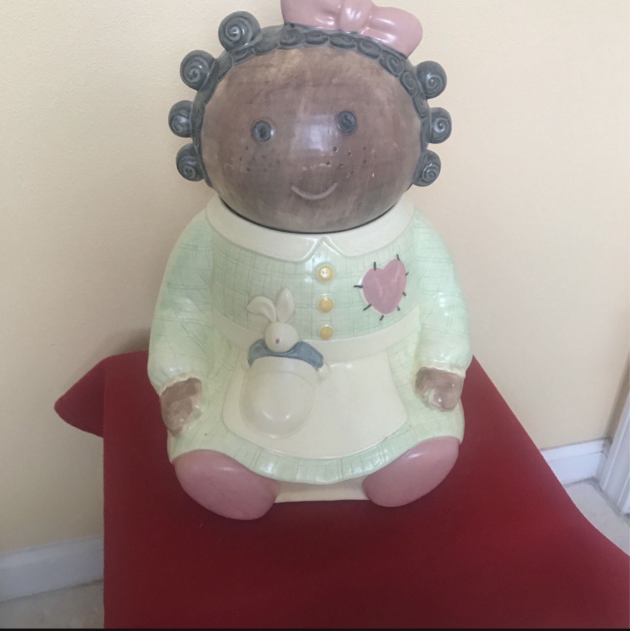 Vintage African American doll cookie jar 