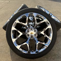 24 Inch Snowflake Chrome Rims and New Tires