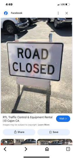 Road Closed Sign 48" x 30"