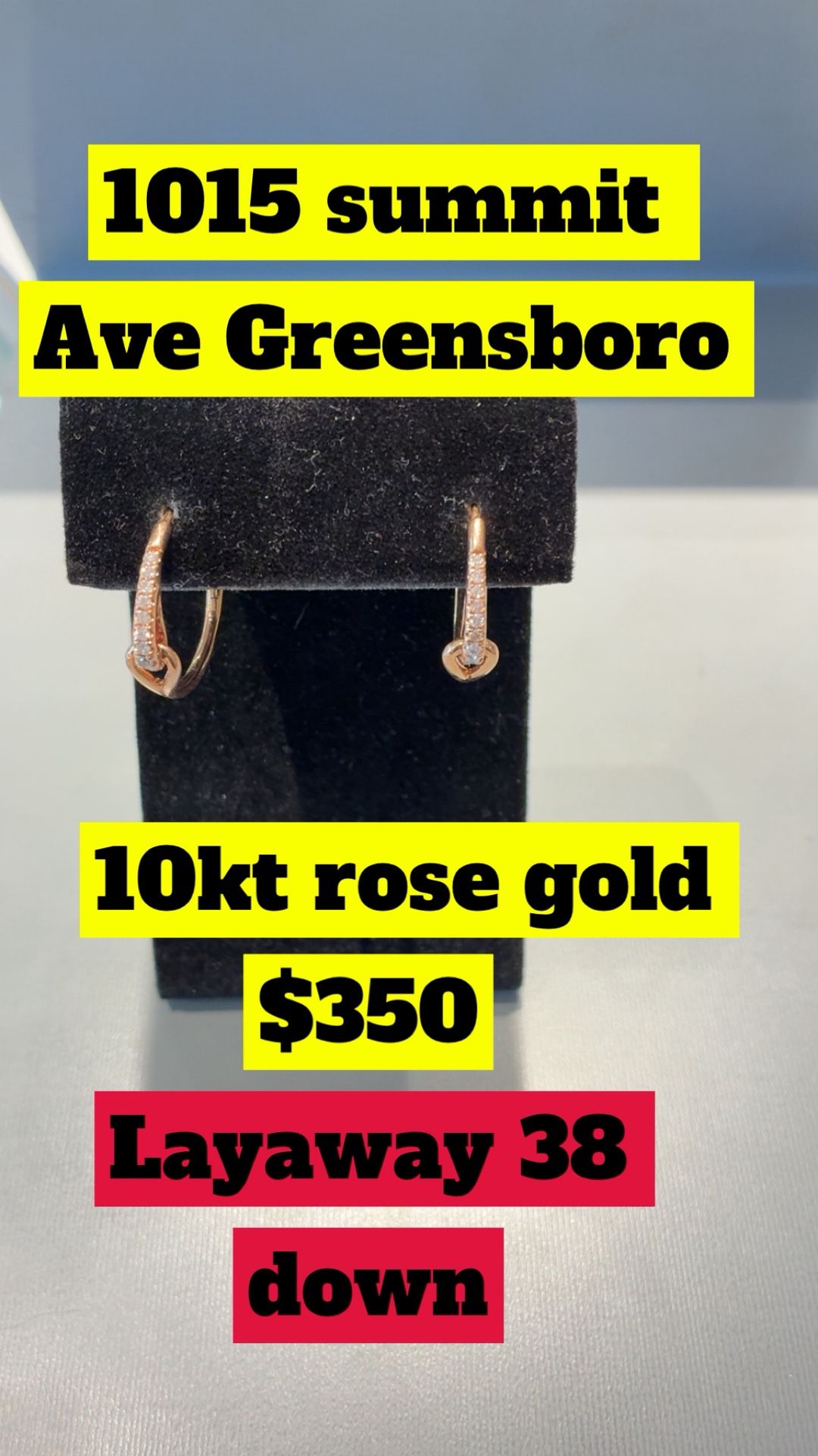 10kt Rose Gold Earring $350 With Diamonds (1015 Summit Ave Greensboro ) This Is A Store ! 