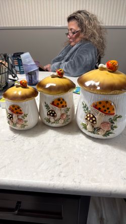 Vintage Sears Roebuck mushroom canister set