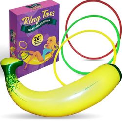 Inflatable Banana Ring Toss Bachelorette Party Games - Bridal Shower Game, Decorations and Supplies for Engagement Parties, Girls Night Out & Bride to