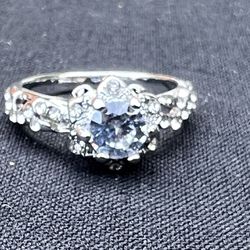 Ladies Blue Silver Tone Ring Size 9 New